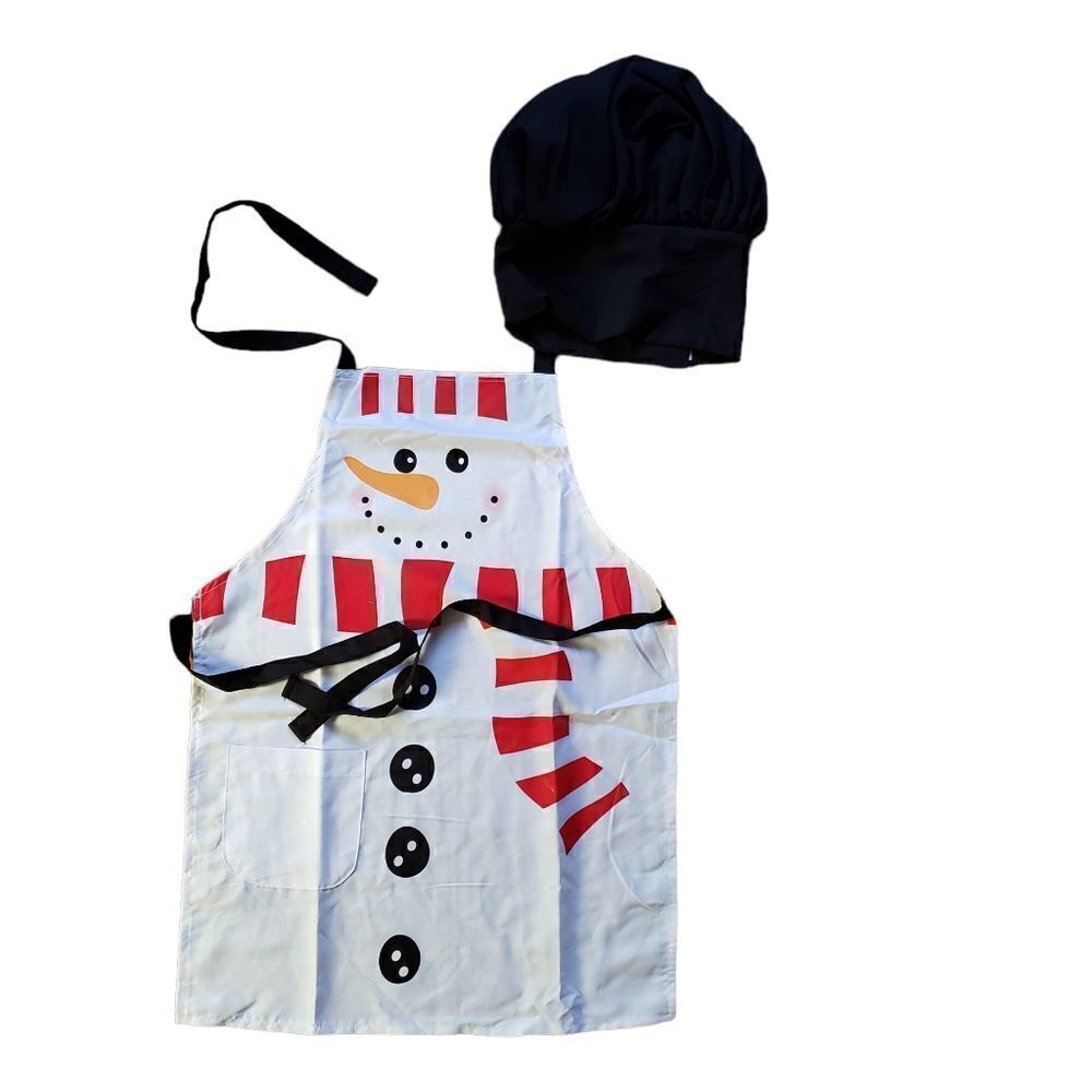 NWOT Kids Holiday Christmas Snowman Apron Set